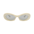 Valentino Round-Frame Metal Sunglasses — Cream – Silver 178E 57