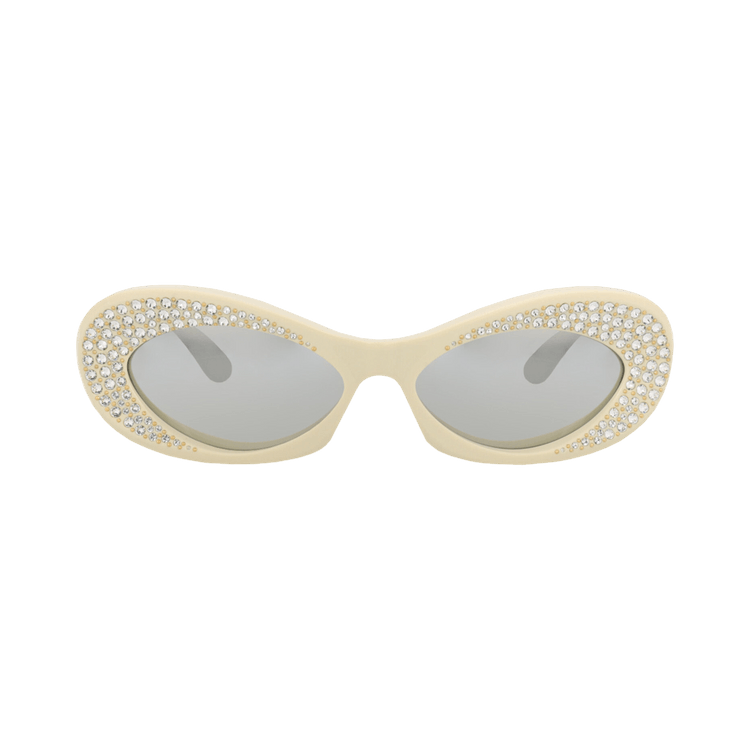Valentino Round-Frame Metal Sunglasses — Cream – Silver 178E 57