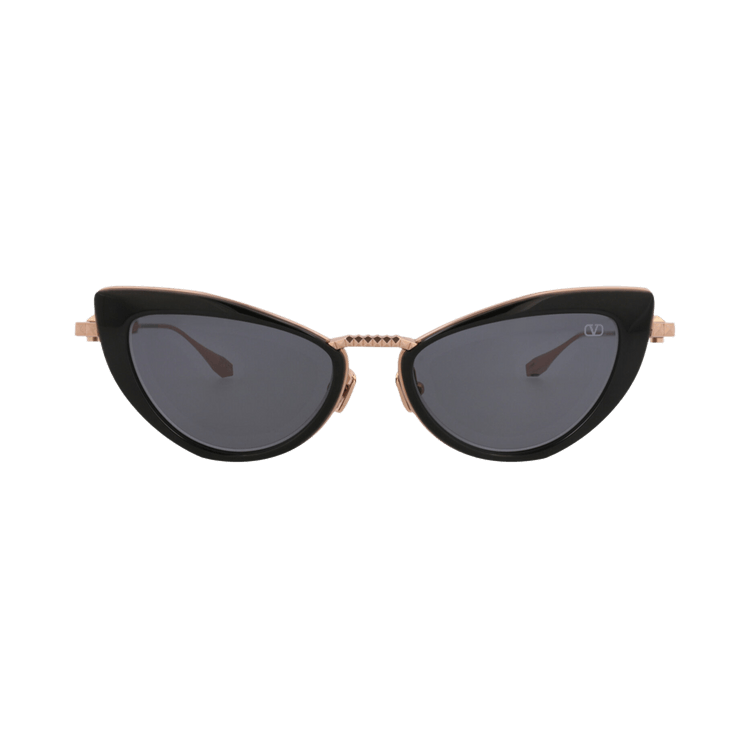 Valentino Cat Eye-Frame Acetate/Metal Sunglasses — Black