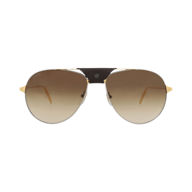 Cartier Aviator-Frame Metal Sunglasses — Silver – Ruthenium Gold Brown CT0038S 30002166 004
