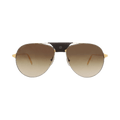 Cartier Aviator-Frame Metal Sunglasses — Silver – Ruthenium Gold Brown CT0038S 30002166 004