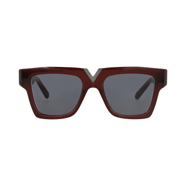 Valentino Square-Frame Metal Sunglasses — Brown