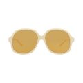 Valentino Round-Frame Metal Sunglasses — Cream