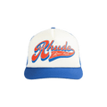 Rhude Pit Stop Trucker Hat 'White/Blue/Red'