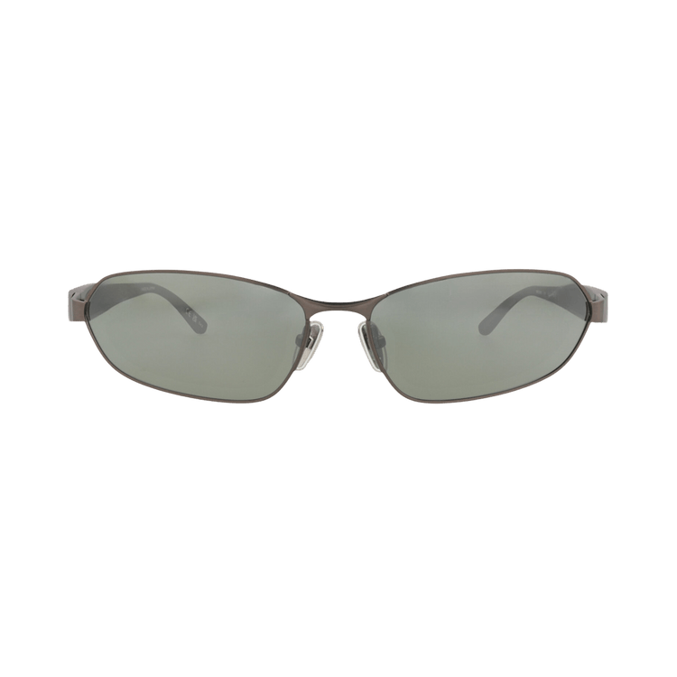 Balenciaga Square-Frame Metal Sunglasses — Silver – Ruthenium Green BB0355S 30015649 004