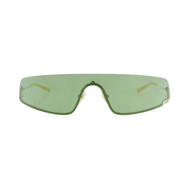 Gucci Shield-Frame Metal Sunglasses — Cream