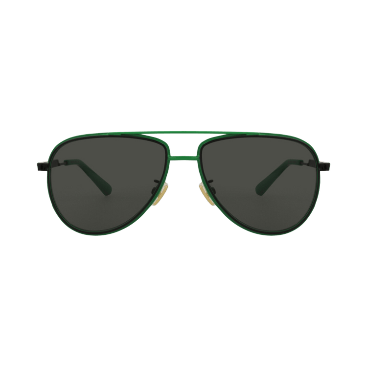 Bottega Veneta Aviator-Frame Metal Sunglasses — Green