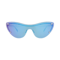 Alexander McQueen Cat Eye-Frame Metal Sunglasses — Silver – Blue 006