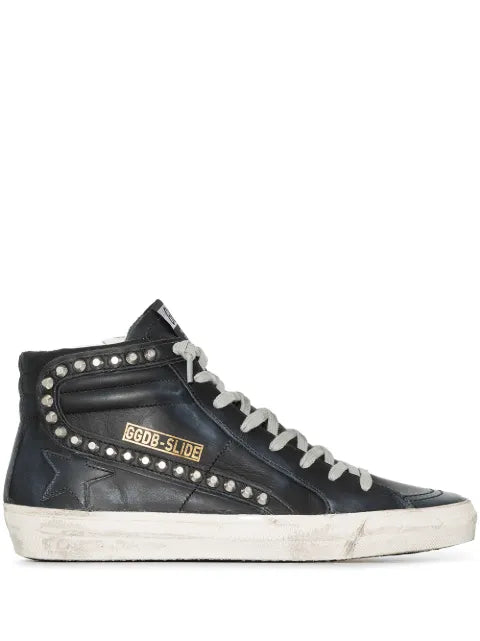 Golden Goose Slide distressed studded sneakers