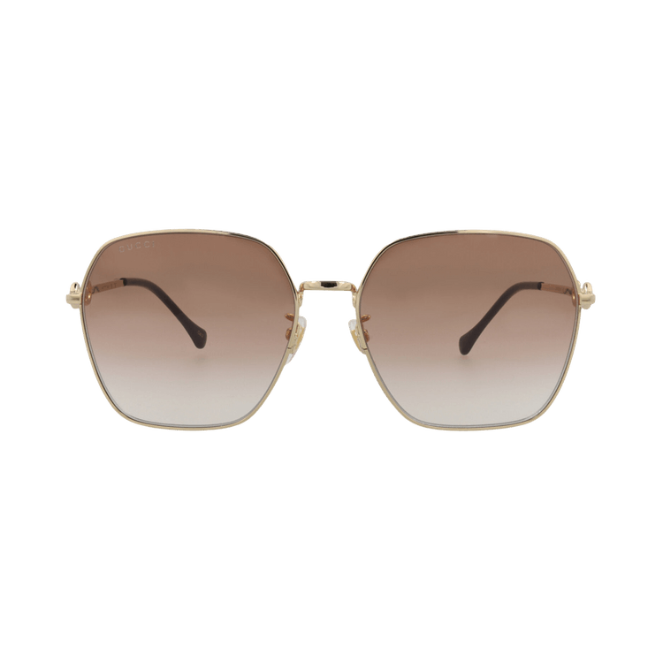 Gucci Square-Frame Metal Sunglasses — Gold – Brown GG0882SA 30010285 003