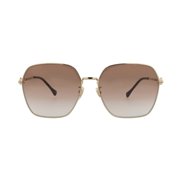 Gucci Square-Frame Metal Sunglasses — Gold – Brown GG0882SA 30010285 003