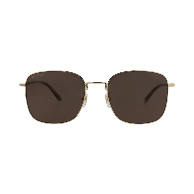 Gucci Square-Frame Metal Sunglasses — Gold – Havana Brown GG1350S 30013913 002