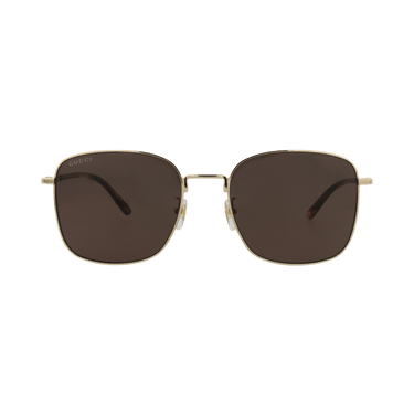 Gucci Square-Frame Metal Sunglasses — Gold – Havana Brown GG1350S 30013913 002