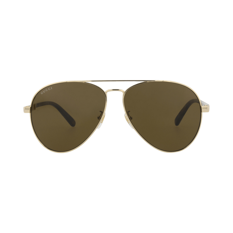 Gucci Aviator-Frame Metal Sunglasses — Gold – Havana Brown GG1288SA 30013891 002