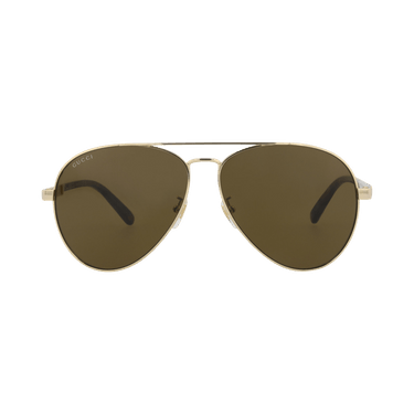 Gucci Aviator-Frame Metal Sunglasses — Gold – Havana Brown GG1288SA 30013891 002