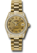 rolex-yellow-gold-datejust-31-watch-48-diamond-bezel-champagne-concentric-circle-arabic-dial-president-bracelet-178158-chcap