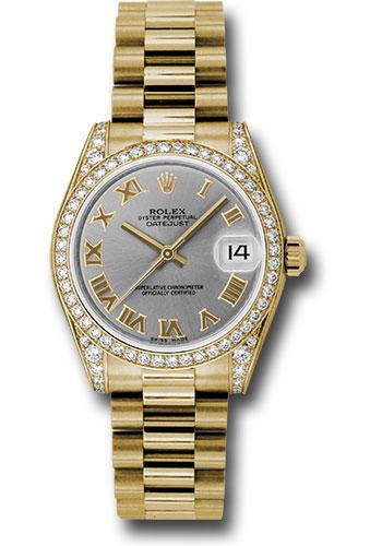 rolex-yellow-gold-datejust-31-watch-48-diamond-bezel-gray-roman-dial-president-bracelet-178158-grp