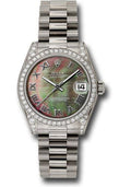 rolex-white-gold-datejust-31-watch-48-diamond-bezel-dark-mother-of-pearl-roman-dial-president-bracelet-178159-dkmrp