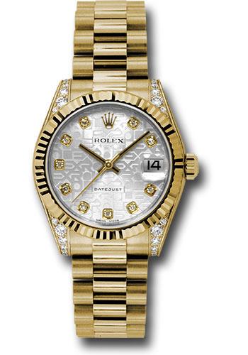 rolex-yellow-gold-datejust-31-watch-fluted-bezel-silver-jubilee-diamond-dial-president-bracelet-178238-sjdp