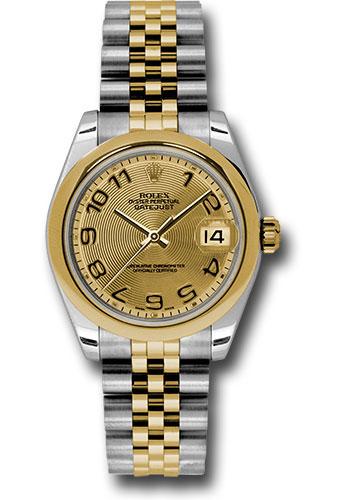 rolex-steel-and-yellow-gold-datejust-31-watch-domed-bezel-champagne-concentric-circle-arabic-dial-jubilee-bracelet-178243-chcaj