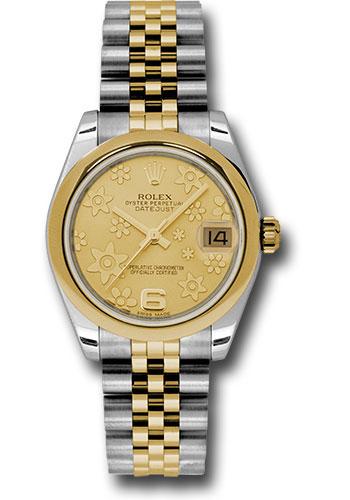 rolex-steel-and-yellow-gold-datejust-31-watch-domed-bezel-champagne-floral-motif-dial-jubilee-bracelet-178243-chfj