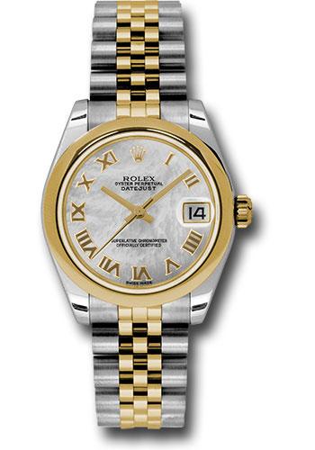 rolex-steel-and-yellow-gold-datejust-31-watch-domed-bezel-mother-of-pearl-roman-dial-jubilee-bracelet-178243-mrj
