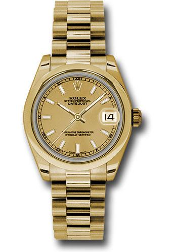 rolex-yellow-gold-datejust-31-watch-domed-bezel-champagne-concentric-circle-index-dial-president-bracelet-178248-chip
