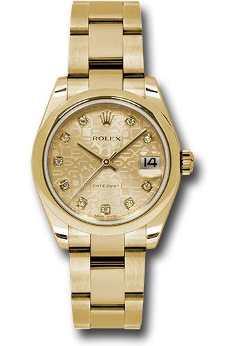rolex-yellow-gold-datejust-31-watch-domed-bezel-champagne-jubilee-diamond-dial-oyster-bracelet-178248-chjdo