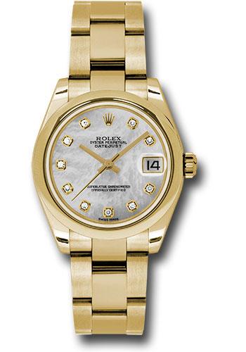 rolex-yellow-gold-datejust-31-watch-domed-bezel-white-mother-of-pearl-diamond-dial-oyster-bracelet-178248-mdo