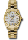 rolex-yellow-gold-datejust-31-watch-domed-bezel-mother-of-pearl-diamond-dial-president-bracelet-178248-mdp