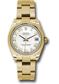 rolex-yellow-gold-datejust-31-watch-domed-bezel-white-roman-dial-oyster-bracelet-178248-wro