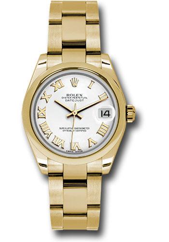 rolex-yellow-gold-datejust-31-watch-domed-bezel-white-roman-dial-oyster-bracelet-178248-wro