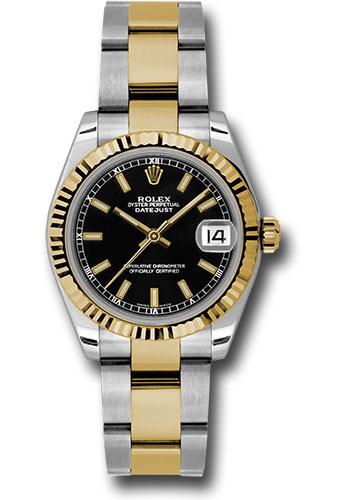 rolex-steel-and-yellow-gold-datejust-31-watch-fluted-bezel-black-index-dial-oyster-bracelet-178273-bkio