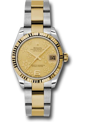 rolex-steel-and-yellow-gold-datejust-31-watch-fluted-bezel-champagne-floral-motif-dial-oyster-bracelet-178273-chfo