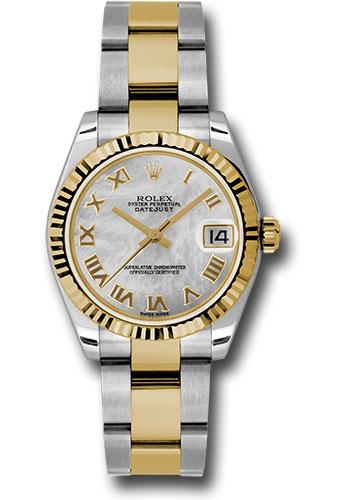 rolex-steel-and-yellow-gold-datejust-31-watch-fluted-bezel-mother-of-pearl-roman-dial-oyster-bracelet-178273-mro