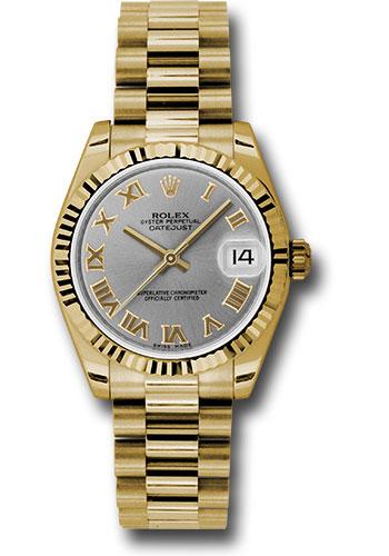 rolex-yellow-gold-datejust-31-watch-fluted-bezel-gray-roman-dial-president-bracelet-178278-grp
