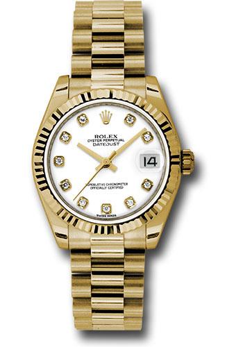rolex-yellow-gold-datejust-31-watch-fluted-bezel-white-diamond-dial-president-bracelet-178278-wdp