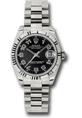 rolex-white-gold-datejust-31-watch-fluted-bezel-black-concentric-circles-arabic-dial-president-bracelet-178279-bkcap