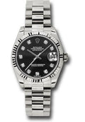 rolex-white-gold-datejust-31-watch-fluted-bezel-black-diamond-dial-president-bracelet-178279-bkdp