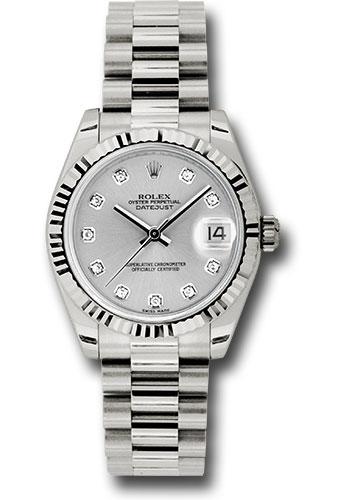 rolex-white-gold-datejust-31-watch-fluted-bezel-silver-diamond-dial-president-bracelet-178279-sdp