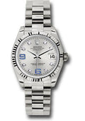 rolex-white-gold-datejust-31-watch-fluted-bezel-silver-diamond-sapphire-6-and-9-diamond-dial-president-bracelet-178279-sdsap