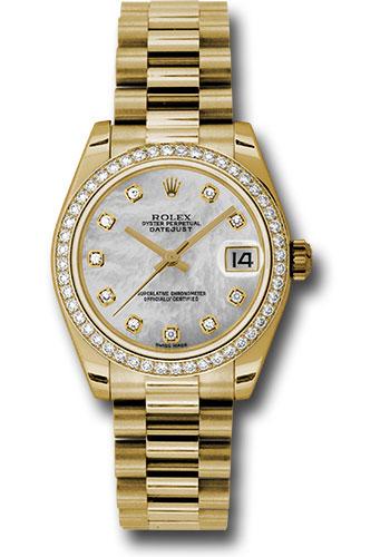 rolex-yellow-gold-datejust-31-watch-48-diamond-bezel-mother-of-pearl-diamond-dial-president-bracelet-178288-mdp