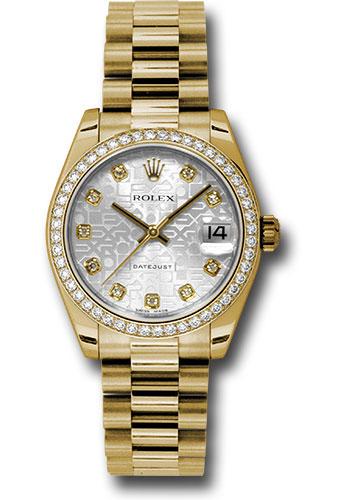 rolex-yellow-gold-datejust-31-watch-48-diamond-bezel-silver-jubilee-diamond-dial-president-bracelet-178288-sjdp
