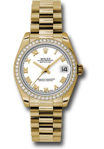 rolex-yellow-gold-datejust-31-watch-48-diamond-bezel-white-roman-dial-president-bracelet-178288-wrp