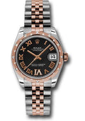 rolex-steel-and-everose-gold-datejust-31-watch-24-diamond-bezel-black-diamond-roman-vi-roman-dial-jubilee-bracelet-178341-bkdrj