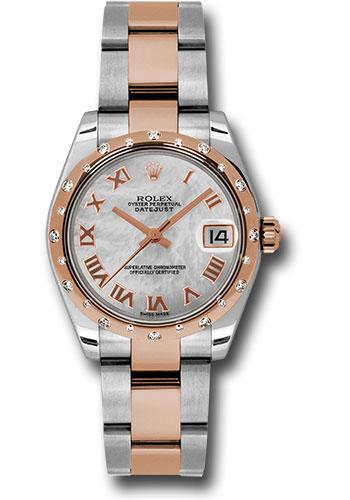 rolex-steel-and-everose-gold-datejust-31-watch-24-diamond-bezel-mother-of-pearl-roman-dial-oyster-bracelet-178341-mro