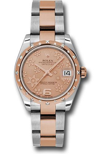rolex-steel-and-everose-gold-datejust-31-watch-24-diamond-bezel-pink-champagne-floral-motif-dial-oyster-bracelet-178341-pchfo