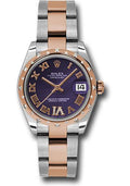 rolex-steel-and-everose-gold-datejust-31-watch-24-diamond-bezel-purple-diamond-roman-vi-roman-dial-oyster-bracelet-178341-pdro