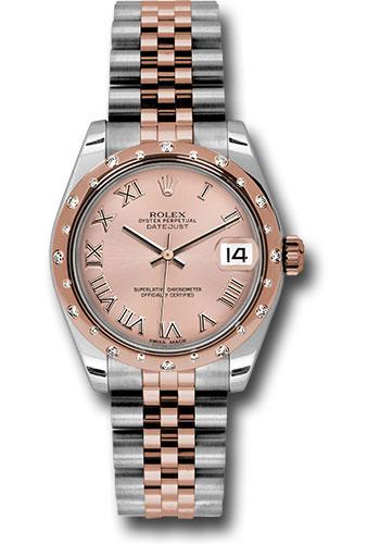 rolex-steel-and-everose-gold-datejust-31-watch-24-diamond-bezel-pink-roman-dial-jubilee-bracelet-178341-prj
