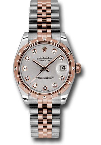 rolex-steel-and-everose-gold-datejust-31-watch-24-diamond-bezel-silver-diamond-dial-jubilee-bracelet-178341-sdj